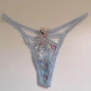 For Love and Lemons Blue Floral Thong